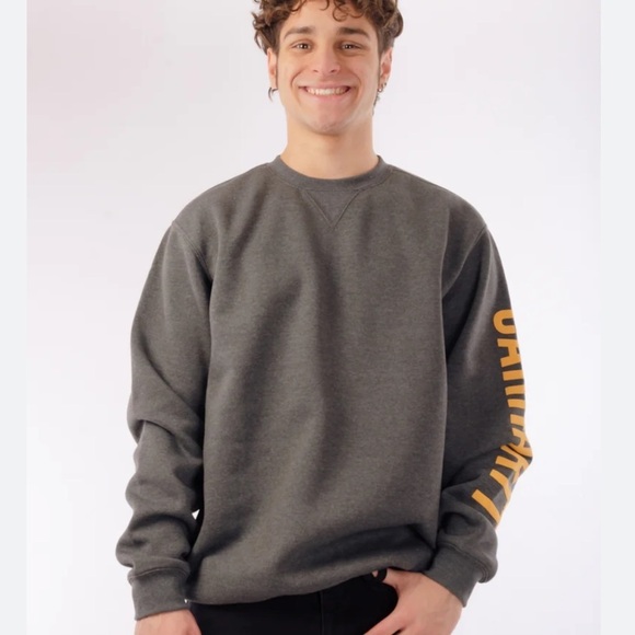 New Carhartt Men's Loose Fit Midweight Crewneck Logo Sleeve Graphic Sweatshirt - Picture 3 of 8